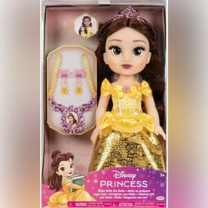 Disney Princess Belle Doll with Golden Gown and Jewelry